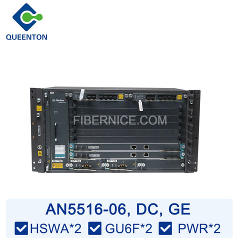 Fiberhome AN5516-06 OLT GE DC (19 inch) 6 Slots Equipped with 2*HSWA 2*GU6F 2*PWR