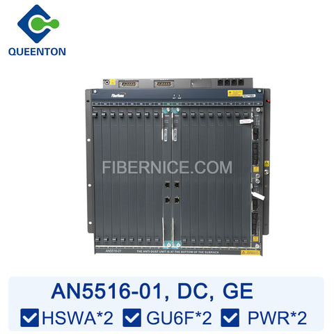 Fiberhome AN5516-01 OLT GE DC (19 inch) 16 Slots Equipped with 2*HSWA 2*GU6F 2*PWR