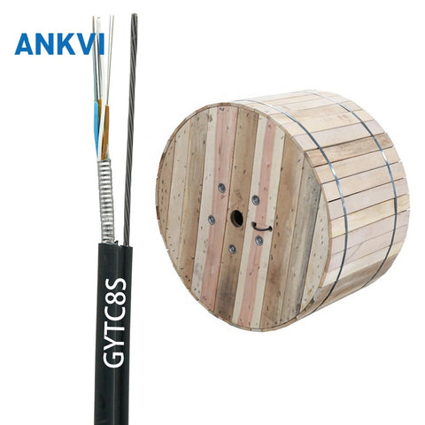Outdoor Flat Drop Fiber Optic Cable 7 Steel Wires PE GYTC8S