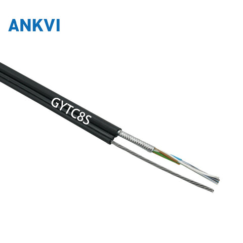 Outdoor Flat Drop Fiber Optic Cable 7 Steel Wires PE GYTC8S