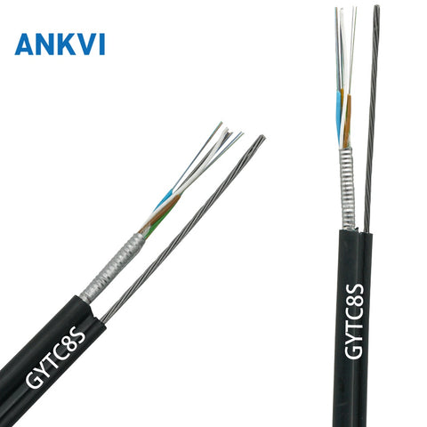 Outdoor Flat Drop Fiber Optic Cable 7 Steel Wires PE GYTC8S