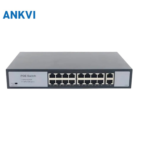 KU-5018FG 18-Port PoE Switch 16×10/100 PoE+2 Gigabit Uplink 200W 56G Switching Capacity