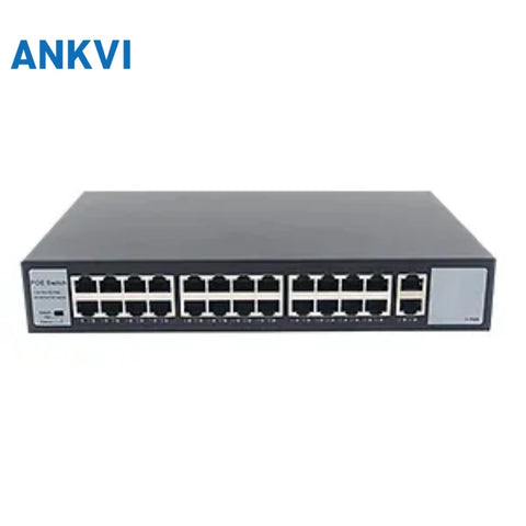KU-5026FG 26-Port PoE Switch 24×10/100 PoE+2 Gigabit Uplink+2SFP 300W 56G Capacity