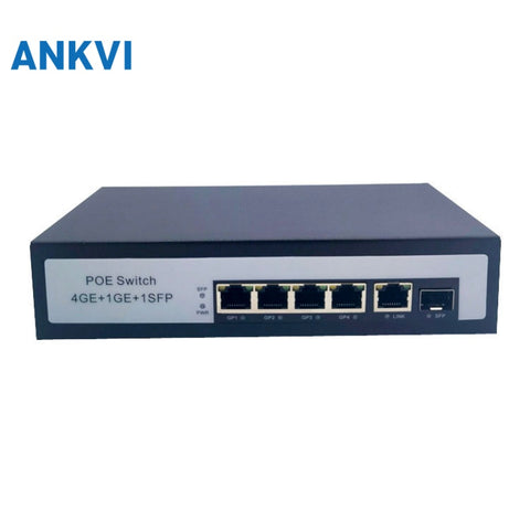 KU-6004G 6-Port Gigabit PoE Switch 4 PoE+2 Uplink 60W 12G Switching Capacity VLAN