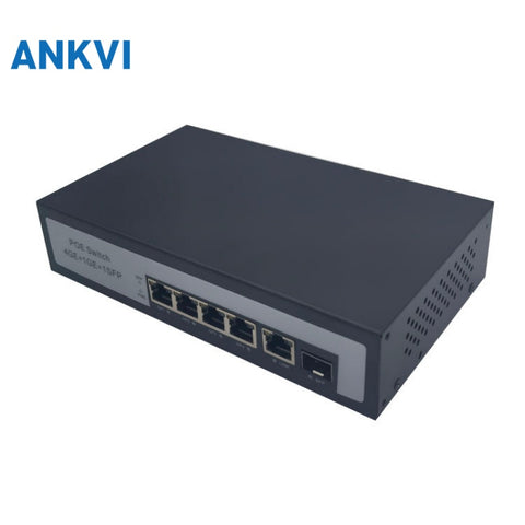 KU-6004G 6-Port Gigabit PoE Switch 4 PoE+2 Uplink 60W 12G Switching Capacity VLAN