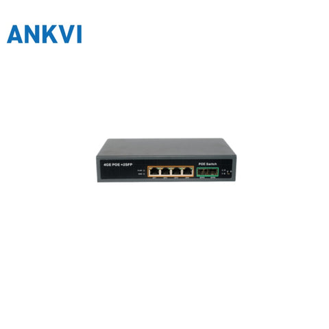 KU-6006F 6-Port Gigabit PoE Switch 4 PoE+2 SFP Uplink 72W 12G Switching Capacity VLAN