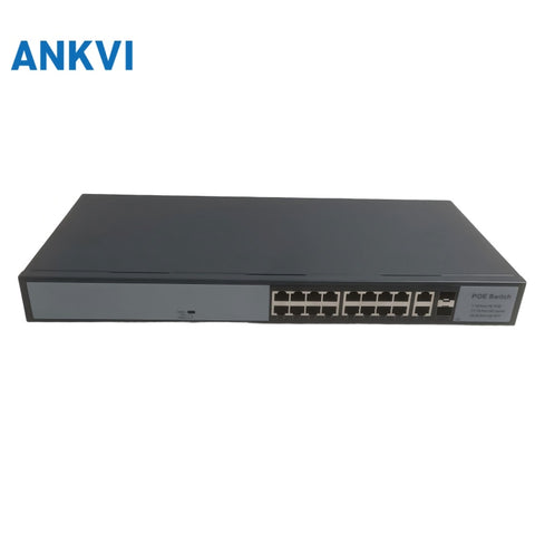 KU-7016FG 20-Port PoE Switch 16×10/100 PoE+2 Gigabit Uplink+2SFP 250W 128G Capacity