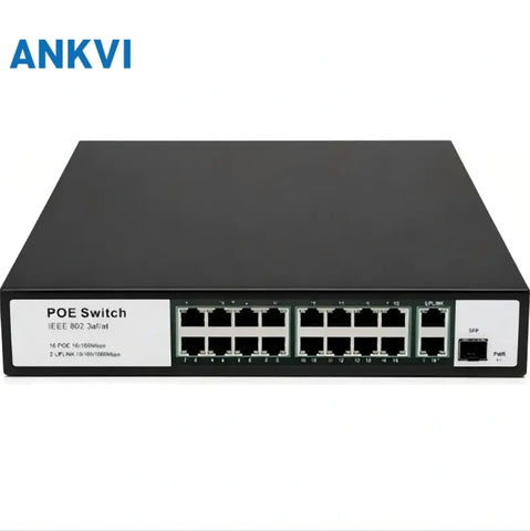 KU-7016N 19-Port PoE Switch 16×10/100 PoE+2 Gigabit Uplink+SFP 200W 4.2G Capacity
