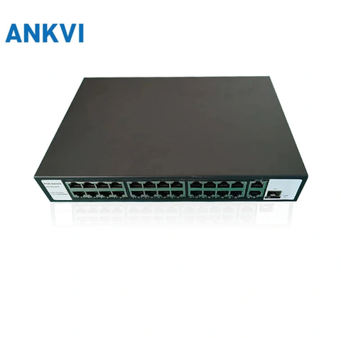 KU-7024N 27-Port PoE Switch 24×10/100 PoE+2 Gigabit Uplink+SFP 300W 4.2G Capacity