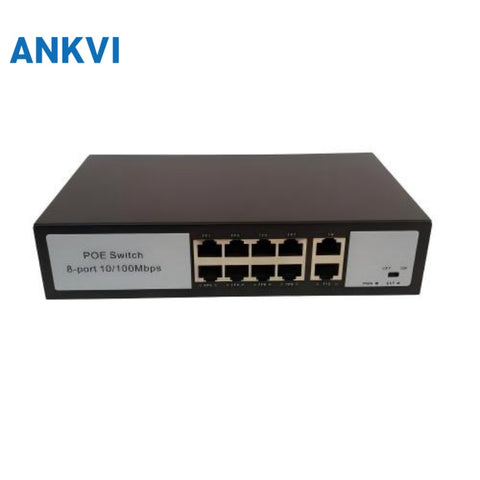 KU-9010N 10-Port Fast Ethernet PoE Switch 8 PoE+2 Uplink 120W Budget for IP Camera