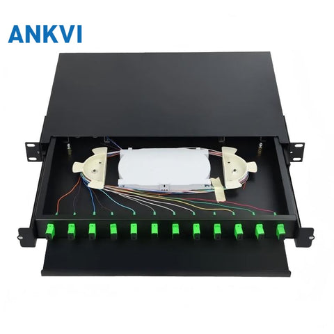 Drawer Type ODF 12 Core Fiber Optic Distribution Frame Box With Splice Cassette SC/APC