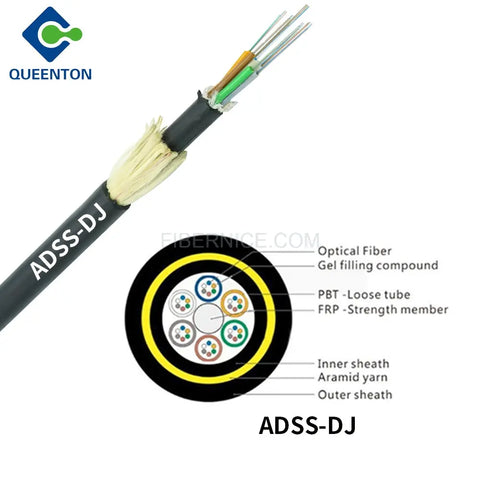 Outdoor ADSS 10.8 mm Cable span G652D PE Outer jacket Fiber Optic Cable ADSS 