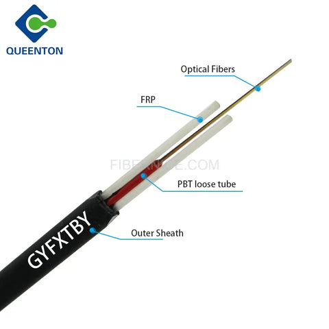 Outdoor Flat Drop Fiber Optic Cable 1.6mm GYFXTBY 