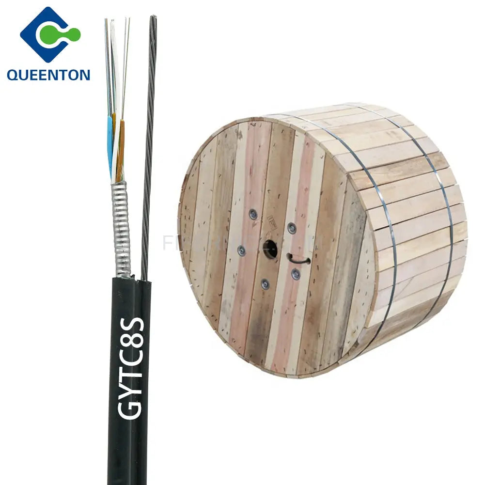 Outdoor Flat Drop Fiber Optic Cable 7 Steel Wires PE GYTC8S 