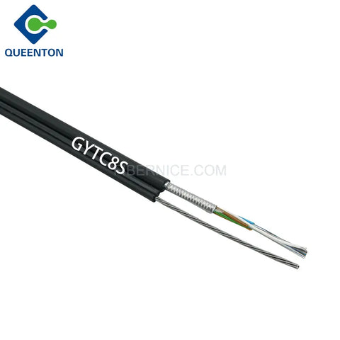 Outdoor Flat Drop Fiber Optic Cable 7 Steel Wires PE GYTC8S 