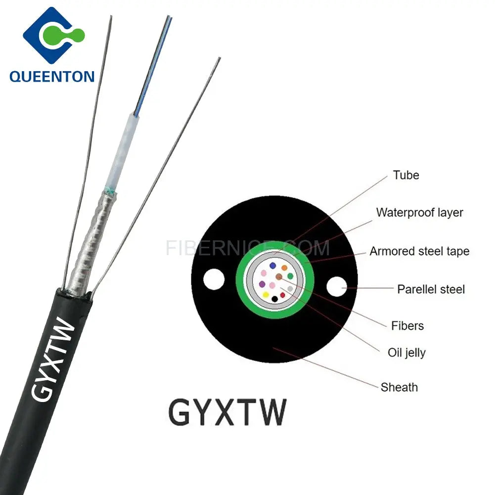 Outdoor Flat Drop Fiber Optic Cable PE G652D GYXTW 