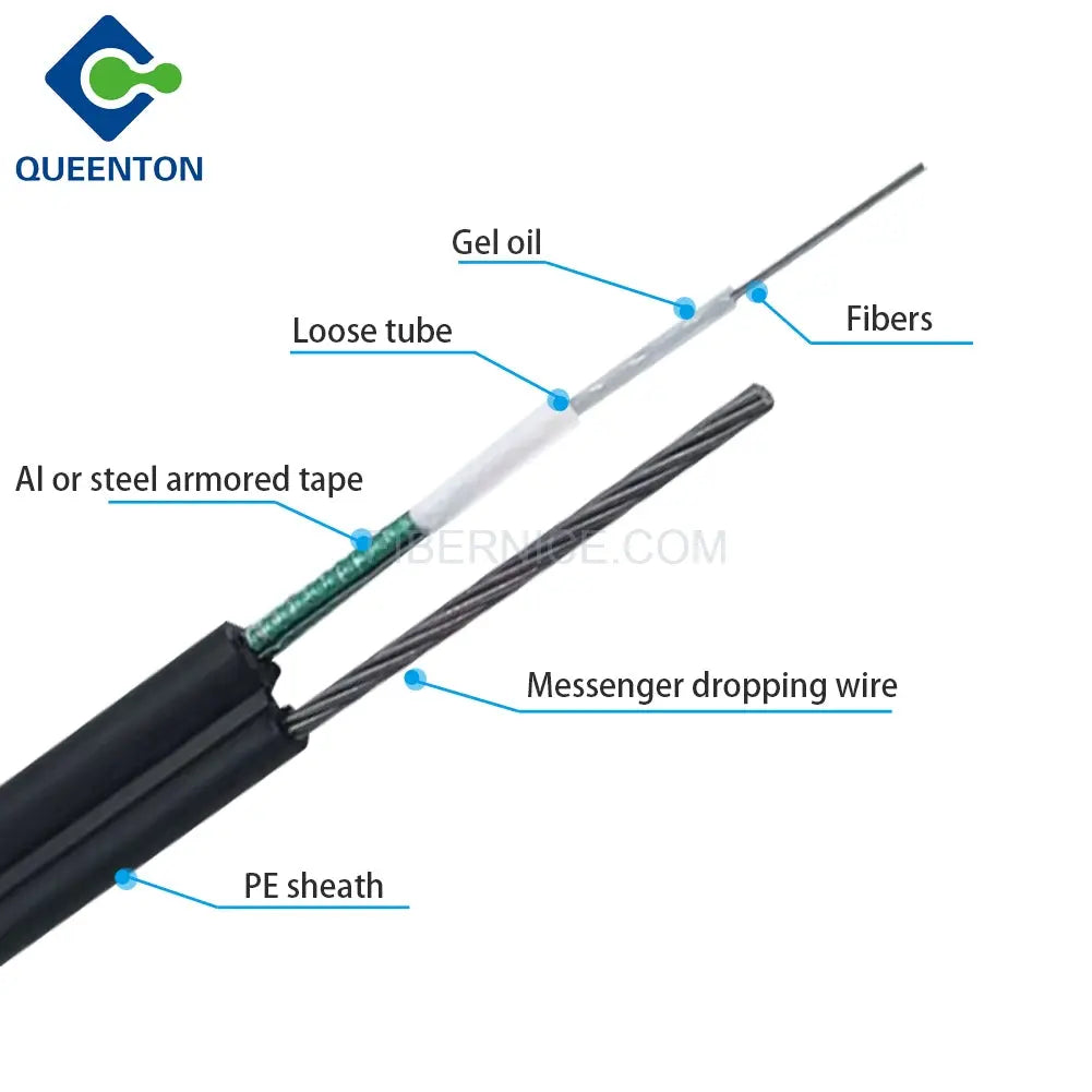 Outdoor Flat Drop Fiber Optic Cable Single Steel Wire PE G652D GYXTC8S 