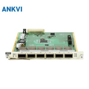 40G/100G OEO Card, angled view of the card with six QSFP28 cages along the front panel