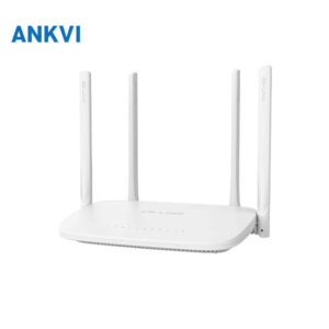 BL-AX3000 Wi-Fi 6 router three-quarter view with four antennas, product photo