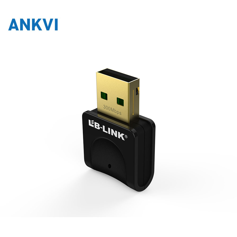 BL-WN351 mini USB Wi-Fi adapter, upright view with gold USB-A plug and LB-LINK body