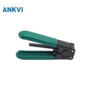 GJ.0037 fiber optic stripper with green handles and stripping scale, view 1