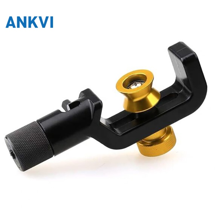GJ.0081 armored cable stripping knife, black frame with gold guide wheel, view 2