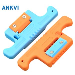 GJ.0092 blue and orange fiber optic cable stripping tool with sizing channels