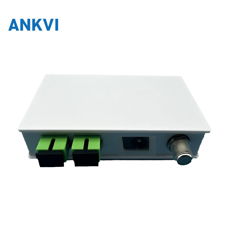HS-OR16W FTTH high level optical receiver chassis with three green optical ports, DC jack and RF output connector