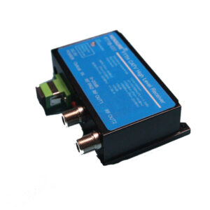 HS-OR31B FTTB optical receiver angled view with green Optical IN connector and two RF output connectors