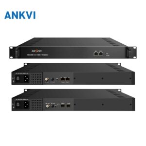 Front and rear view of the ISDB-T modulator in a rack-mount chassis