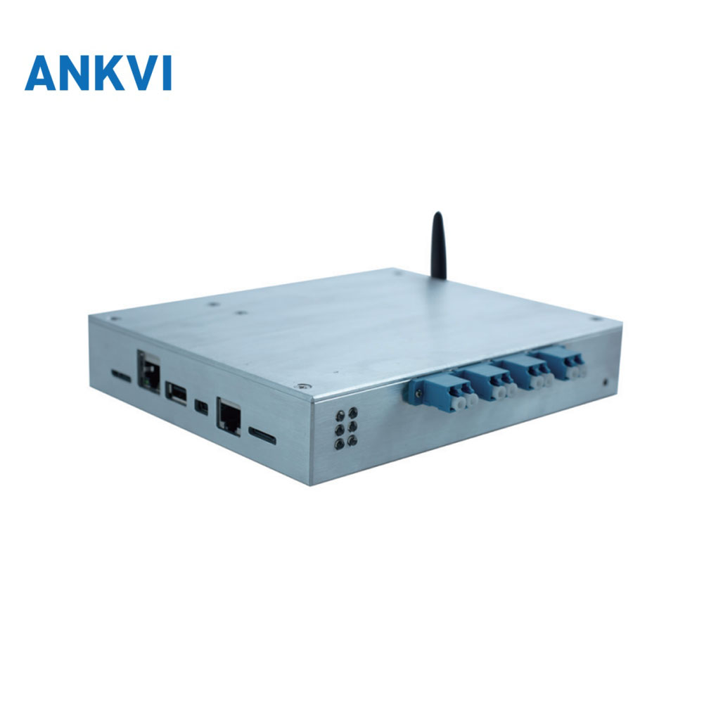 NK1002 cloud module tester with several blue optical ports, a wireless antenna and side connectors on a metal housing