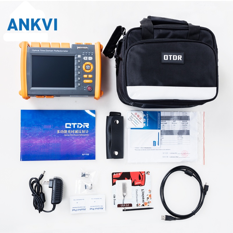 NK5600 OTDR kit with carry bag, manual, charger, USB drive, patch cord and handheld unit