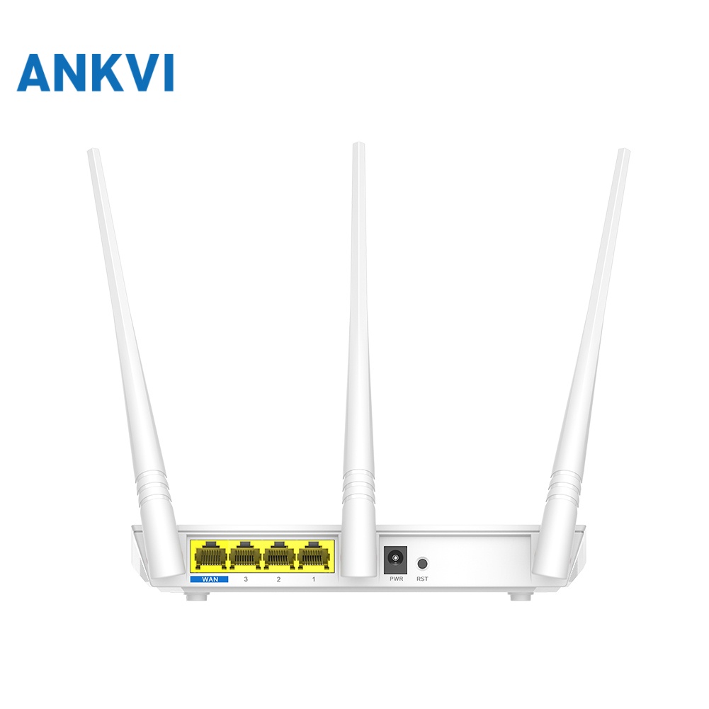 Tenda F3 wireless router rear panel showing the WAN port, three LAN ports and WPS button