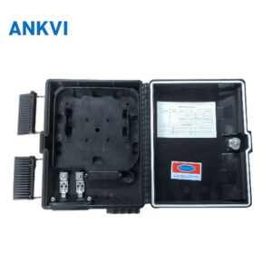FQX.035 fiber optic distribution box 8 ports, open with the splice tray and SC adapter panel fitted