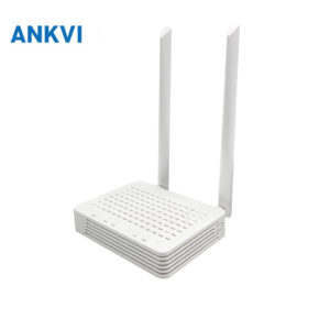 SG5040 GPON/EPON ONU — three-quarter view of the white case with both WiFi antennas raised