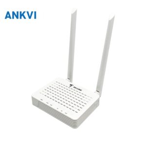 SG6040 GPON/EPON ONU — angled front view of the white desk unit with two antennas standing